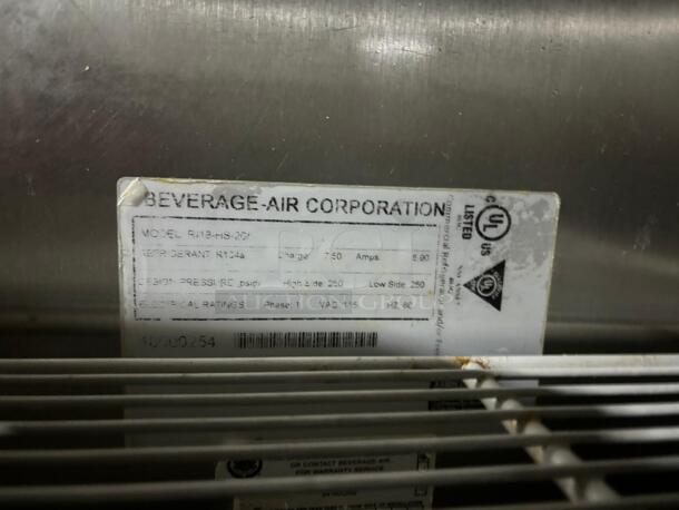 Beverage-Air RI18-HS-20 Reach-In Refrigerator Stainless Top & Bottom Half Doors
 - Image 4 of 6