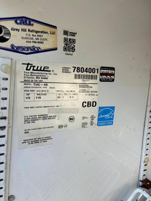 True TUC-48-HC 48" W Undercounter Refrigerator w/ (2) Sections & (2) Doors, 115v
 - Image 3 of 3