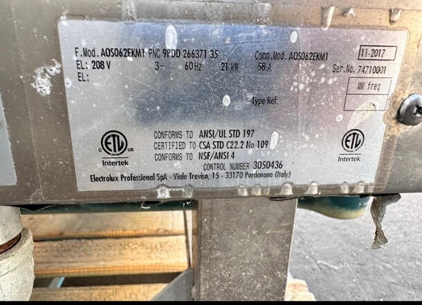 Electrolux 266371 Air-O-Convect Combi Oven boilerless, full-size, (6) 18" x 26" "TOUCHLINE" 220 Volt 3 Phase Working - Image 7 of 10