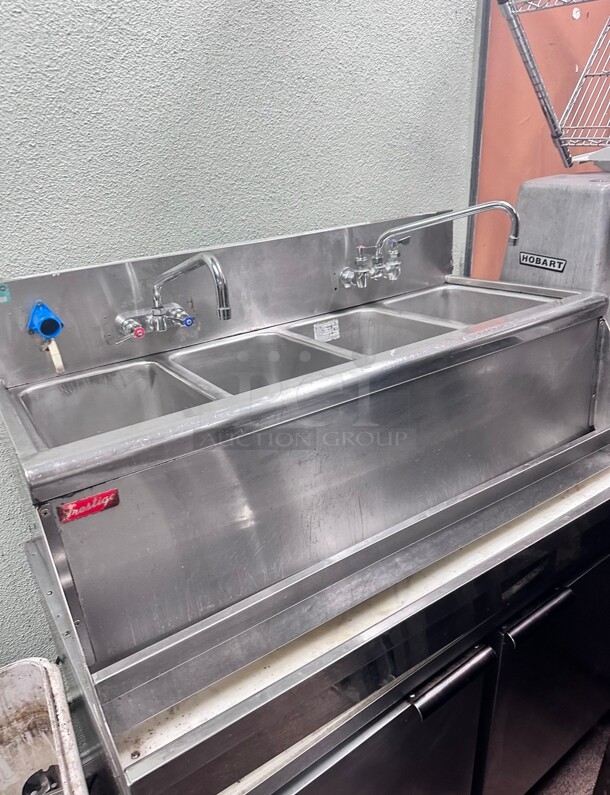 Prestige 48 Inch Commercial Stainless Steel Three Compartment Bar Sink - Image 1 of 5