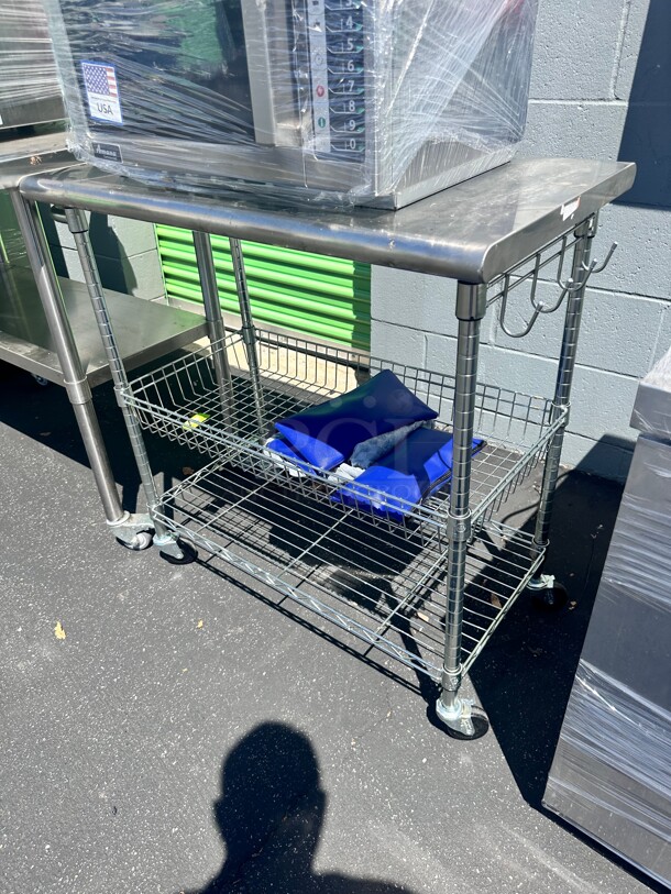 Excellent Stainless Steel Wire Cart - 34 x 20 x 36 Inch On Wheels - Image 1 of 6