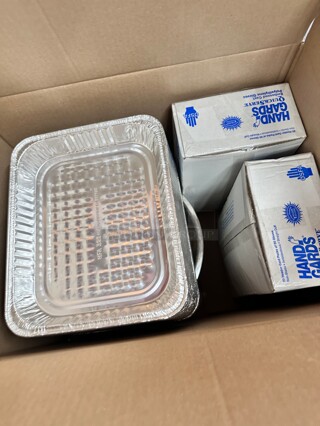 One Lot Box Contains Stainless Steel Salad Bowls and Gloves