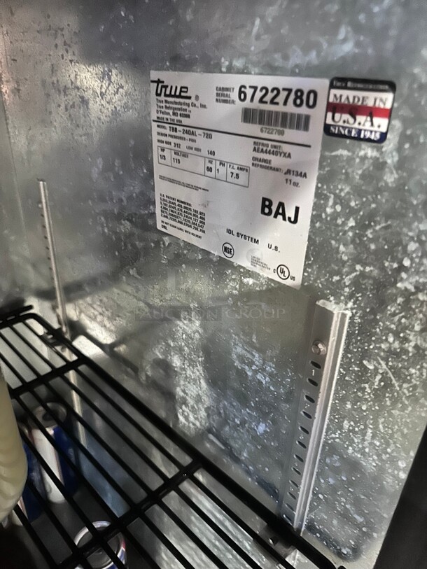 True TBB-24GAL-72G-HC-LD 71 7/8" Bar Refrigerator - 3 Swinging Glass Doors, Black, 115v Working - Image 7 of 10