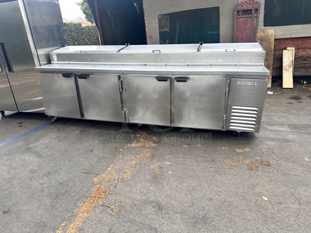 Late Model Beverage-Air DP119 119 inch 4 Door Refrigerated Pizza Prep Table 115 Volt Working - Image 2 of 7