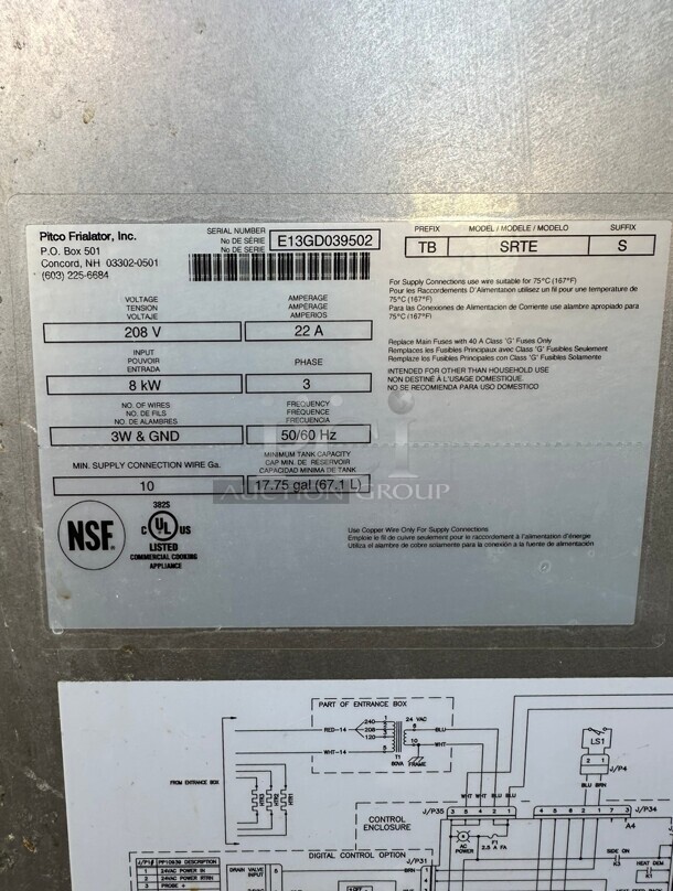 Pitco SRTE 33 Gallon Electric Two Section Commercial Rethermalizer 208V, 3 Phase Tested and Working! - Image 3 of 4