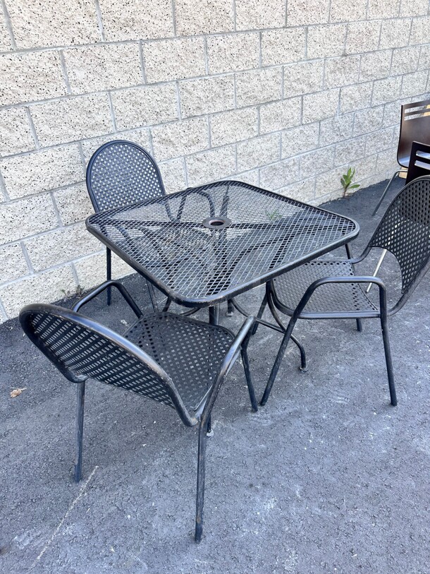 One Set Of Metal Table and Three Chairs  - Image 6 of 6