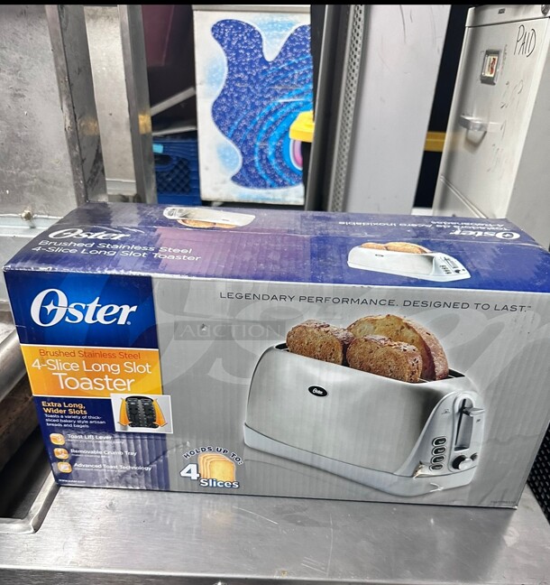 New Oster 4 Slice Stainless Steel Toaster with Extra Long, Wider Slots 115 Volt