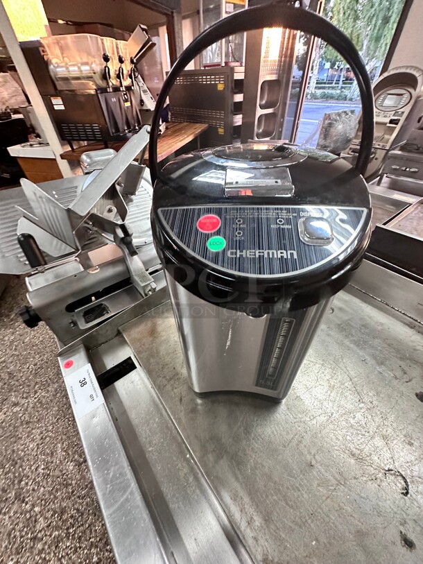 New Open Box Chefman Electric Hot Water Pot with Safety Lock, Stainless Steel, 5.3 Liter - Image 4 of 8