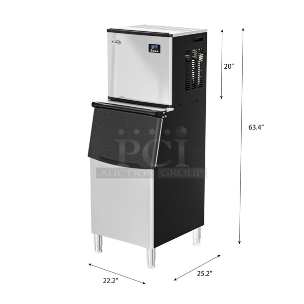BRAND NEW SCRATCH AND DENT! Koolmore 25 In. Stainless-Steel Commercial Ice Maker With Full Cube Production + 200-Lb Ice Storage Bin, 420 Lbs/24h - Image 5 of 5