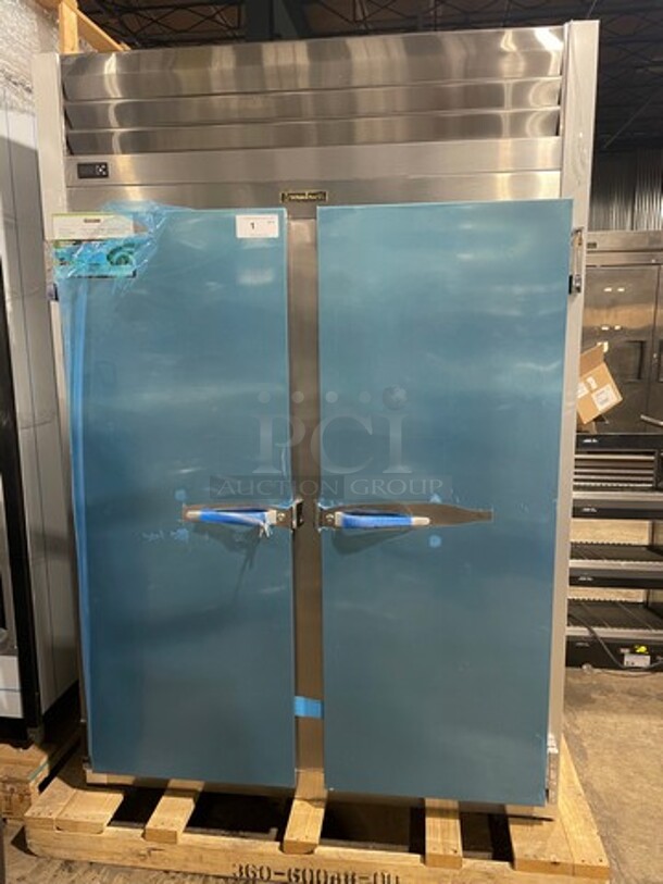 AMAZING! NEW! Traulsen Commercial 2 Door Reach In Refrigerator! With Poly Coated Racks! All Stainless Steel! Model: G20010 SN: 21H04036 115V 60HZ 1 Phase