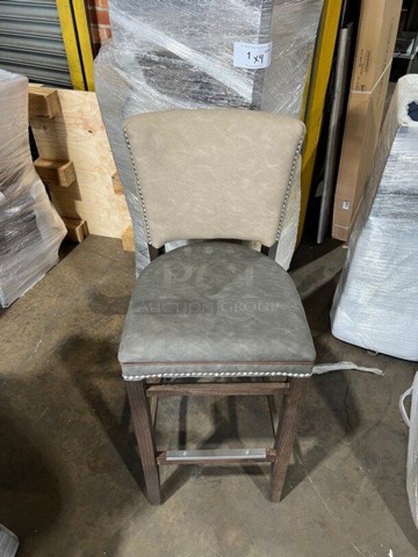 BRAND NEW! Cushioned Bar Height Chairs! With Wooden Frame! With Footrest! 4x Your Bid!