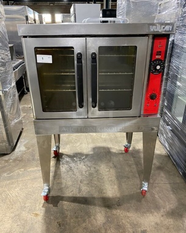 Vulcan Commercial Gas Powered Single Deck Convection Oven! With View Through Doors! Metal Oven Racks! All Stainless Steel! On Casters! Model: VC4GD11D1 SN: 541075607