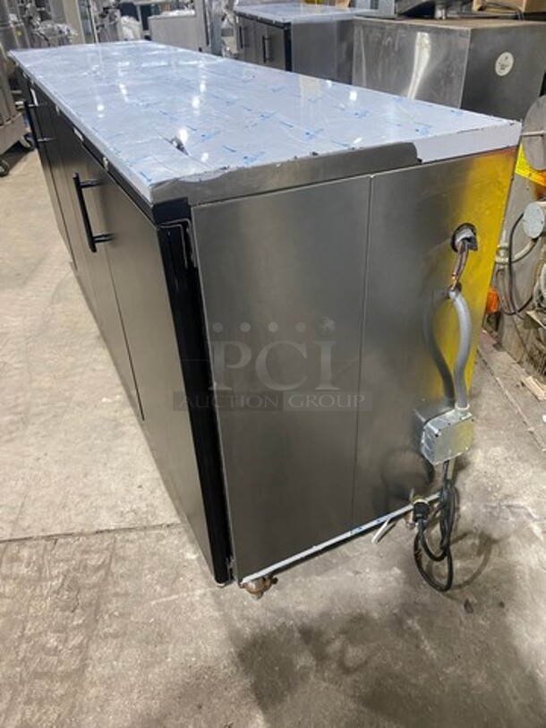 AMAZING! Perlick Commercial 4 Door Bar Back Cooler! With Poly Coated Racks! All Stainless Steel! On Legs! Remote Compressor/No Compressor! Model: BR96 SN: 676683 115V 60HZ 1 Phase - Image 2 of 9
