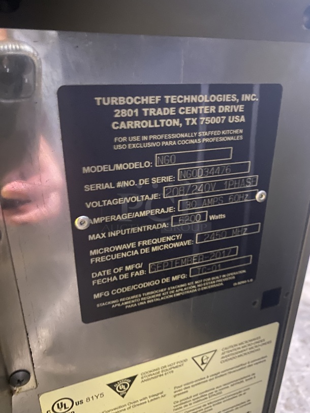 2017 TURBOCHEF Turbo Oven With Touch Screen Control! On Legs! Model NGO Serial NGOD34426 208-240V/60Hz/ 1-phase - Image 5 of 8