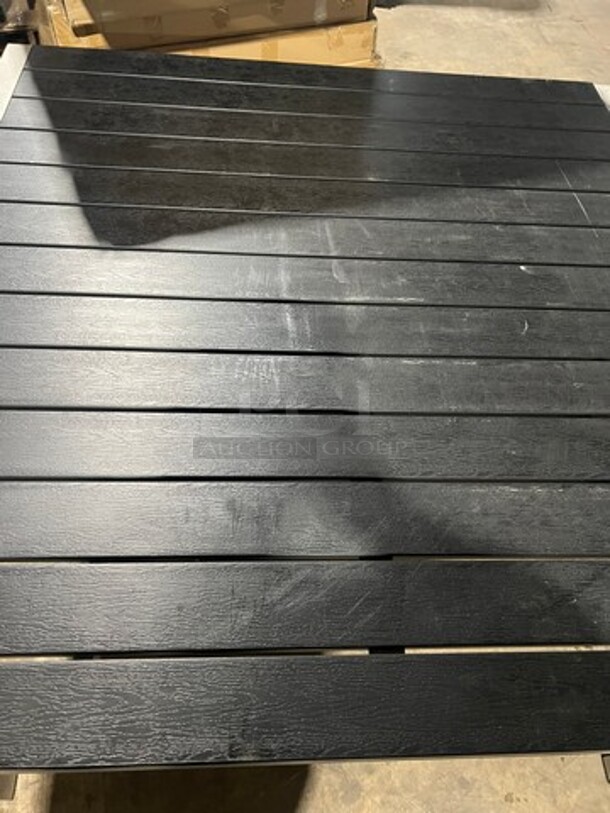 BRAND NEW! OUT OF THE BOX! STC Black Teak Slats 51" By 51" Dining Table! Brushed Alluminum Welded Frame! Suitable For Indoor & Outdor Use!  - Image 5 of 6