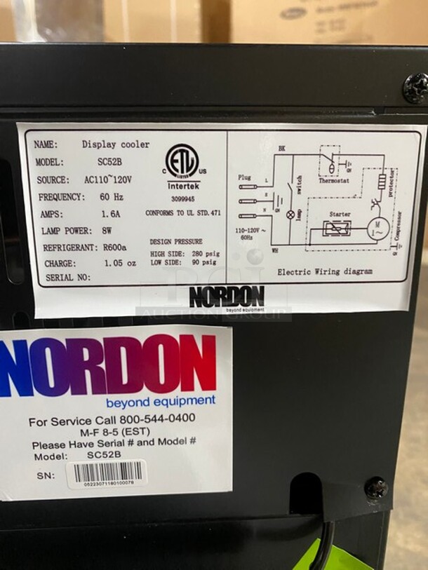 Brand New In Box! Nordon Countertop Glass Door Merchandiser! MODEL SC52B SN: 05223071180100078 120V  - Image 8 of 10