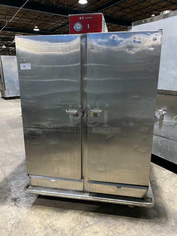 Carter Hoffman Commercial 2 Door Heated Banquet Cart! With Metal Racks! All Stainless Steel! On Casters! Model: BB-1300 SN: 18204380200102831K29 120V 60HZ 1 Phase