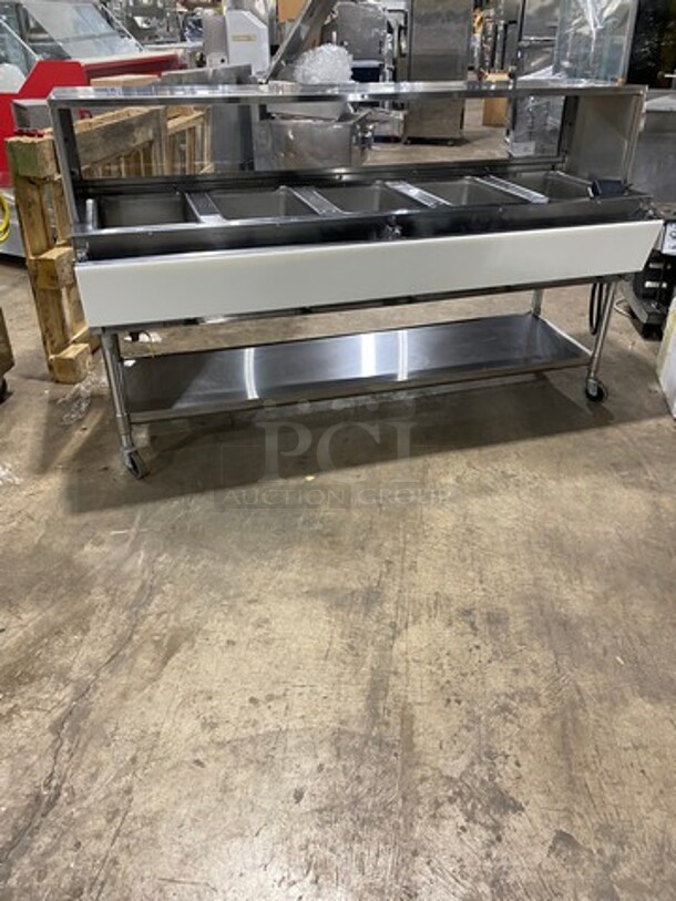 Eagle Commercial Electric Powered 5 Well Steam Table! With Storage Space Underneath! All Stainless Steel! On Casters! Model: YSPHT5 SN: 2008990192 208V 60HZ 1 Phase - Image 3 of 10