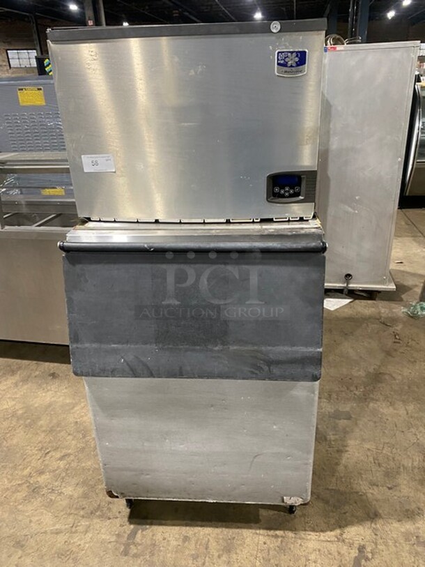 Manitowoc Commercial Ice Making Machine! With Commercial Ice Bin Underneath! All Stainless Steel! Model ID0502A161D Serial 1120025579! 115V 1Phase! On Legs! - Image 1 of 10