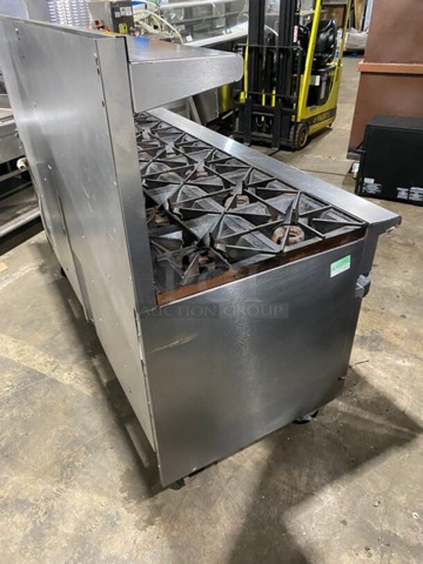 Vulcan Commerical Natural Gas Powered 12 Burner Stove! With Raised Back Splash And Salamander Shelf! With 2 Oven Underneath! All Stainless Steel! On Casters! WORKING WHEN REMOVED! Model: G72SS1AA SN: 659011300 - Image 4 of 11