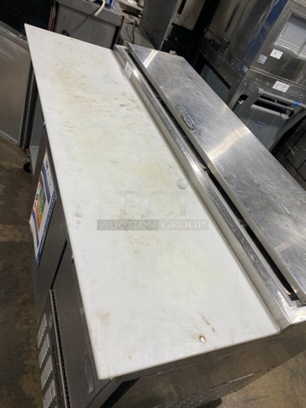 Continental Commercial Refrigerated Mega Top Pizza Prep Table! With Commercial Cutting Board! With 3 Door Storage Space Underneath! All Stainless Steel! On Casters! Model: CPA60 SN: 15161713 115V 60HZ 1 Phase - Image 8 of 10