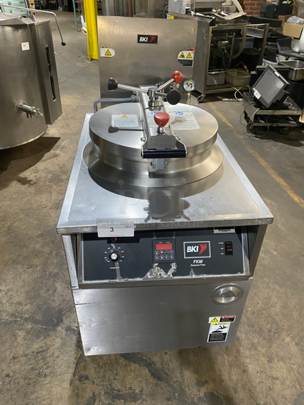 Commercial Electric Powered BKI Pressure Fryer! With Frying Basket! All Stainless Steel! On Casters! Model: FKM 208V 3 Phase - Image 1 of 10