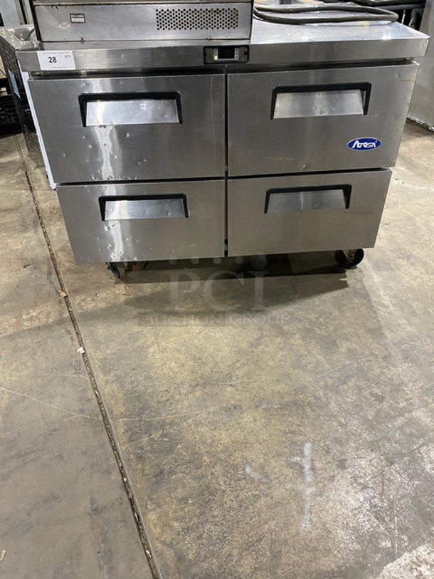Atosa Commercial Refrigerated 4 Drawer Lowboy/ Worktop Cooler! All Stainless Steel! On Casters! Model: MGF8417 SN: MGF841704216071900C40002 115V 60HZ 1 Phase