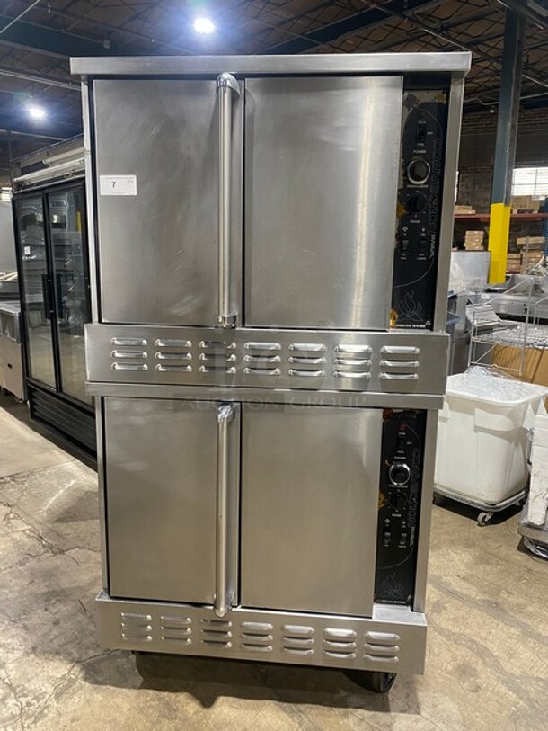 American Range Commercial Natural Gas Powered Double Deck Convection Oven! With Solid Doors! All Stainless Steel! On Casters! 2x Your Bid Makes One Unit! Model: MSD2 SN: 150708080