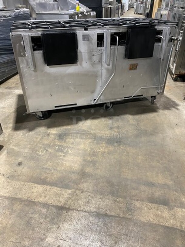NICE! Vulcan Commerical Natural Gas Powered 10 Burner Stove! With 2 Oven Underneath! All Stainless Steel! On Casters! Working When Removed! - Image 4 of 10