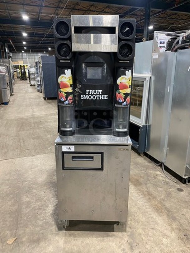 AMAZING! Manitowoc Multiplex Smoothie Workstation! On Single Door Undercounter Cooler! With Poly Bins! All Stainless Steel! On Casters!  Model: MB81 SN: 1701150000857 115V 60HZ 1 Phase - Image 1 of 9