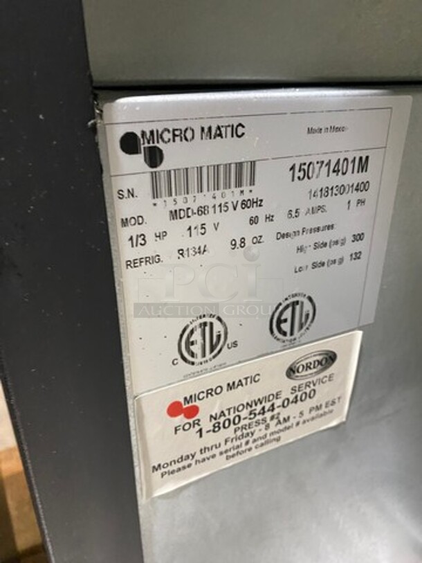 SCRATCH-N-DENT! Micro Matic Commercial Refrigerated Dual Tower Kegerator! With 2 Door Storage Space Underneath! NO TOWERS! Model: MDD68 SN: 15071401M 115V 60HZ 1 Phase - Image 9 of 12