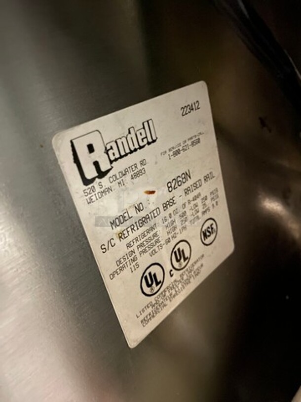 Randell Commercial Refrigerated Pizza Prep Table! With Single Door Storage Space! With 3 Drawers Underneath! All Stainless Steel! On Casters! Model: 8268N 115V 60HZ 1 Phase - Image 8 of 10