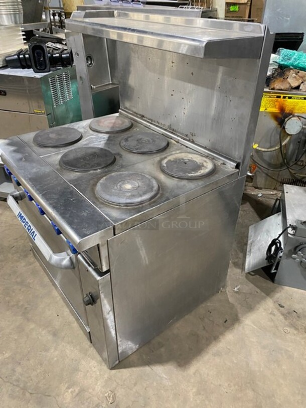 Nice! Imperial Stainless Steel 6 Burner Electric Powered Cooking Range w/ Oven and Raised Back Splash!  - Image 3 of 7