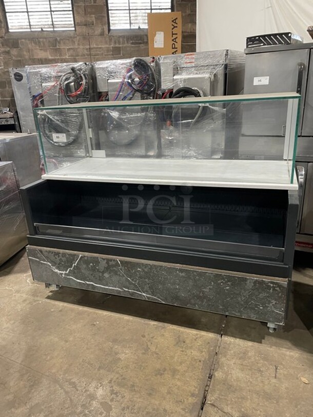 NICE! Structural Concepts Starbucks Style Refrigerated Open Grab-N-Go Display Case! With Glass Enclosed Merchandiser Showcase On Top! On Legs! 220V 1 Phase! Model: SBZ6652DR! - Image 1 of 9