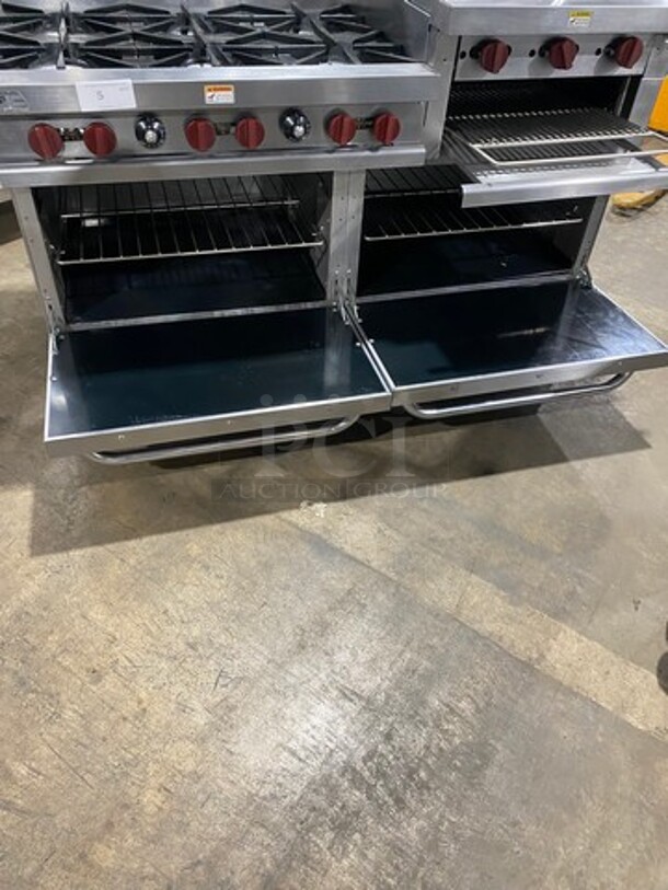 Sweet! LATE MODEL! Vulcan Commercial Natural Gas Powered 6 Burner Stove! With Right Side Flat Griddle & Cheese Melter Combo! Griddle Has Side Splashes! With Raised Back Splash! With 2 Oven Underneath! All Stainless Steel! Working When Removed! - Image 9 of 12