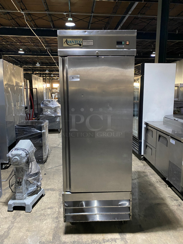 Avantco Commercial Single Door Reach In Freezer! With Poly Coated Racks! All Stainless Steel! On Casters!