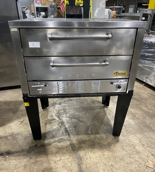 Peerless Commercial Natural Gas Powered Double Deck Baking/ Pizza Oven! With Stones! All Stainless Steel! On Legs! - Image 1 of 9