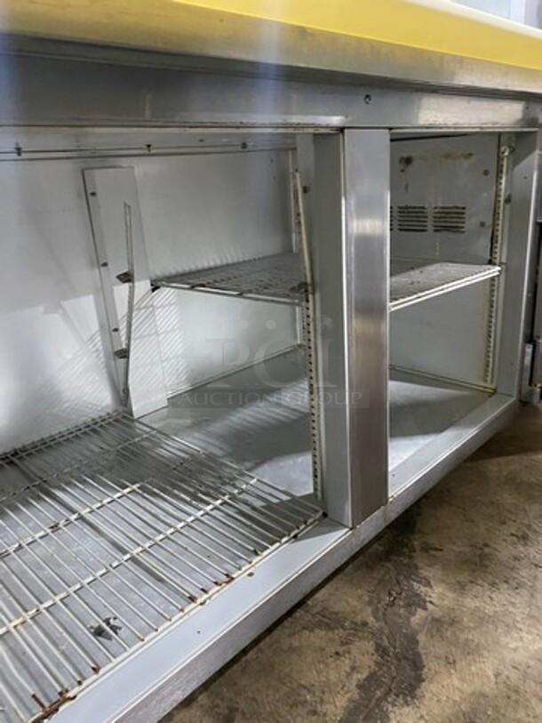 Beverage Air Commercial Refrigerated Pizza Prep Table! With Commercial Cutting Board! With 2 Door Underneath Storage Space! All Stainless Steel! Model: DP67 SN: 7302646 115V 60HZ 1 Phase - Image 6 of 10