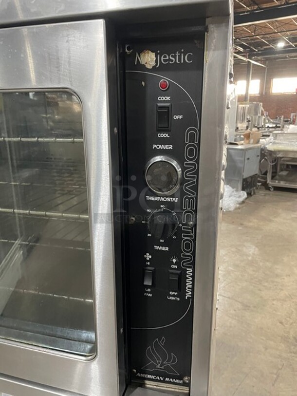 Sweet! American Range Majestic Series Commercial Natural Gas Powered Single Deck Convection Oven! On Stand With Storage Shelf! All Stainless Steel! With Metal Oven Racks! Working When Removed!  - Image 6 of 7