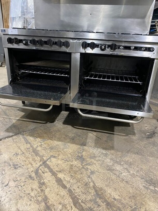 Southbend Commercial Natural Gas Powered 12 Burner Stove! With Raised Back Splash And Salamander Shelf! With 2 Full Size Oven Underneath! All Stainless Steel! On Casters! - Image 7 of 10