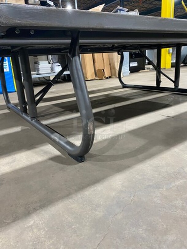 NICE! Lifetime Wooden Pattern Poly Picnic Table! With Dual Side Bench Seats! With Foldable Legs! - Image 6 of 7