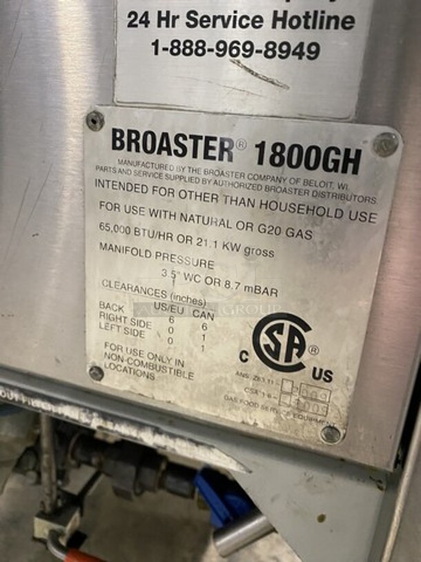 WOW! Broaster Natural Gas Powered Heavy Duty Commercial Pressure Fryer! Smart Touch Screen! MModel 1800GH Serial 86035! On Casters!  - Image 8 of 10