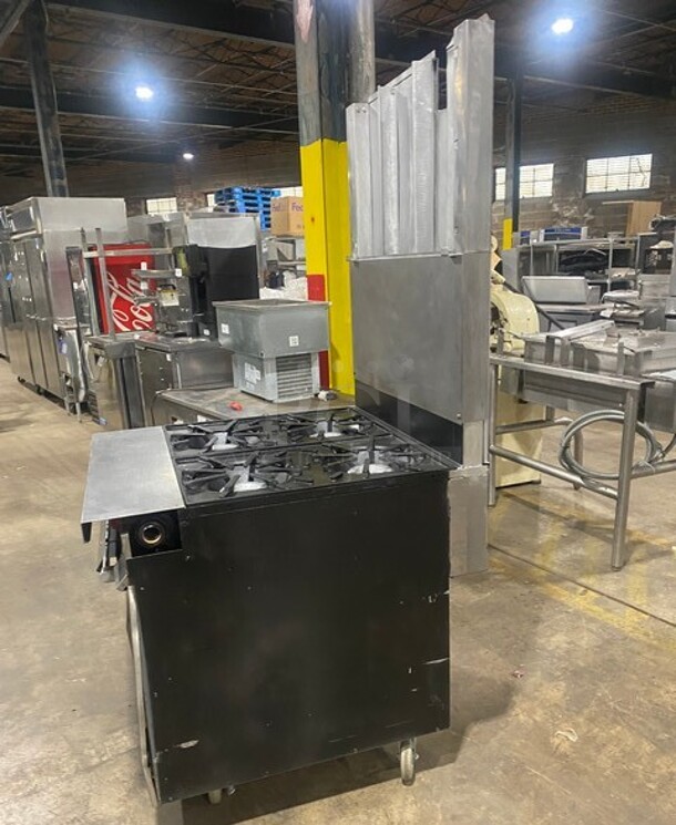 Vulcan Commercial Natural Gas Powered 4 Burner Stove! With Raised Back Splash Double shelf! With Oven Underneath! All Stainless Steel! On Casters! - Image 4 of 10