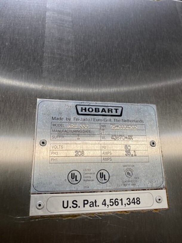 WOW! Hobart Commercial Electric Powered Rotisserie Machine! With Lower Food Warmer! All Stainless Steel! On Casters! Model: HRW330 SN: 750004202! 208V 60HZ 3 Phase! - Image 10 of 11