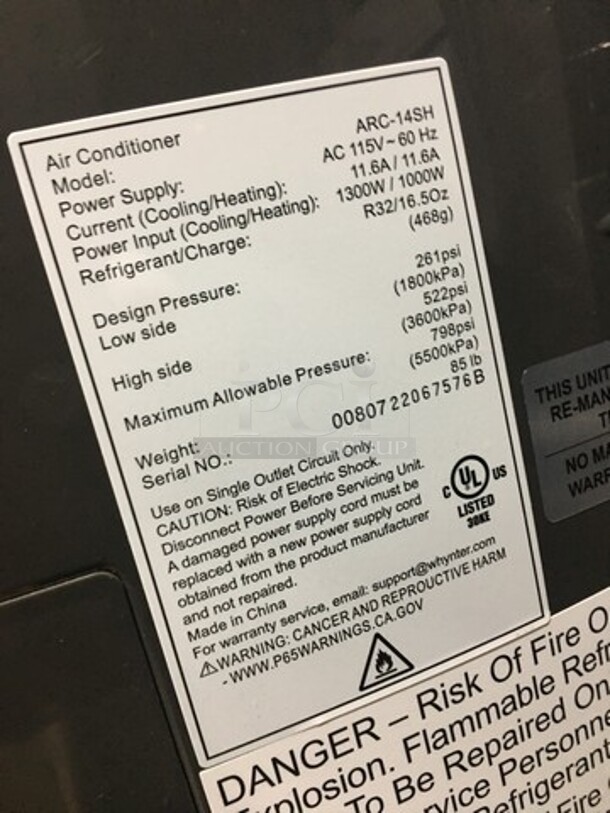 NEW! OUT OF THE BOX! SCRATCH-N-DENT! Whynter Dual Hose Portable Air Conditioner Dehumidifier Unit! 14,000 BTU! Model: ARC14SH 115V - Image 6 of 10