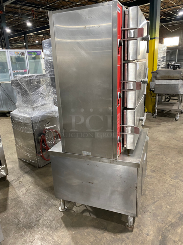 GREAT! Vulcan Commercial Triple Deck Pressure Steam Cooker! All Stainless Steel! On Legs! Model: VHL3G 120V 60HZ 1 Phase - Image 3 of 6