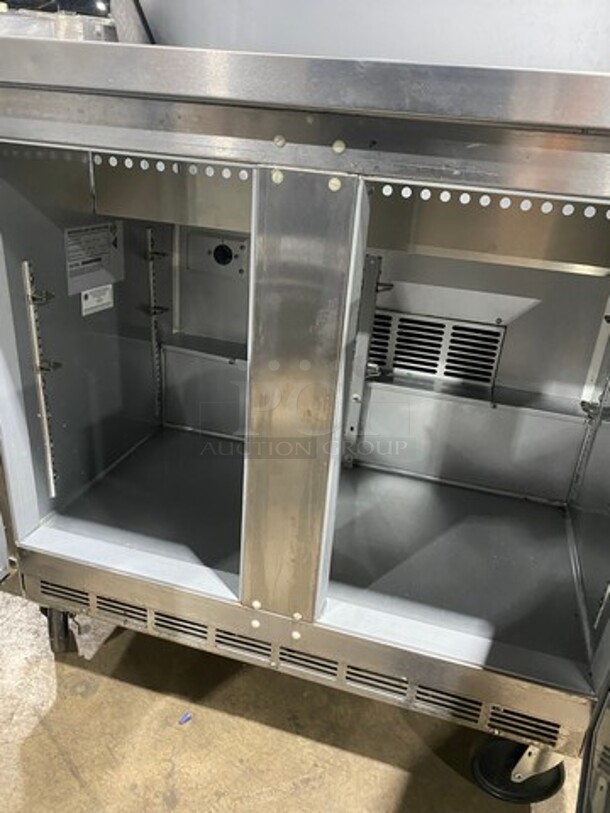 Beverage Air Commercial Refrigerated Sandwich Prep Table! With 2 Door Storage Space Underneath! All Stainless Steel! On Casters! Model: SPE3610 SN: 10211900 115V 60HZ 1 Phase - Image 6 of 9