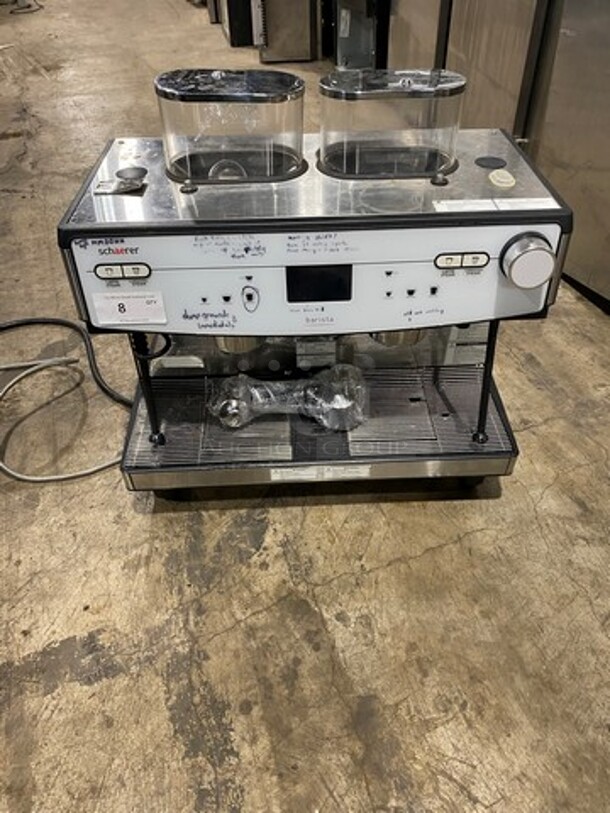 WOW! Dunkin Donuts Edition! Schaerer Commercial Countertop 2 Group Espresso Machine! With Steam Lines! Stainless Steel! On Small Legs! - Image 1 of 11