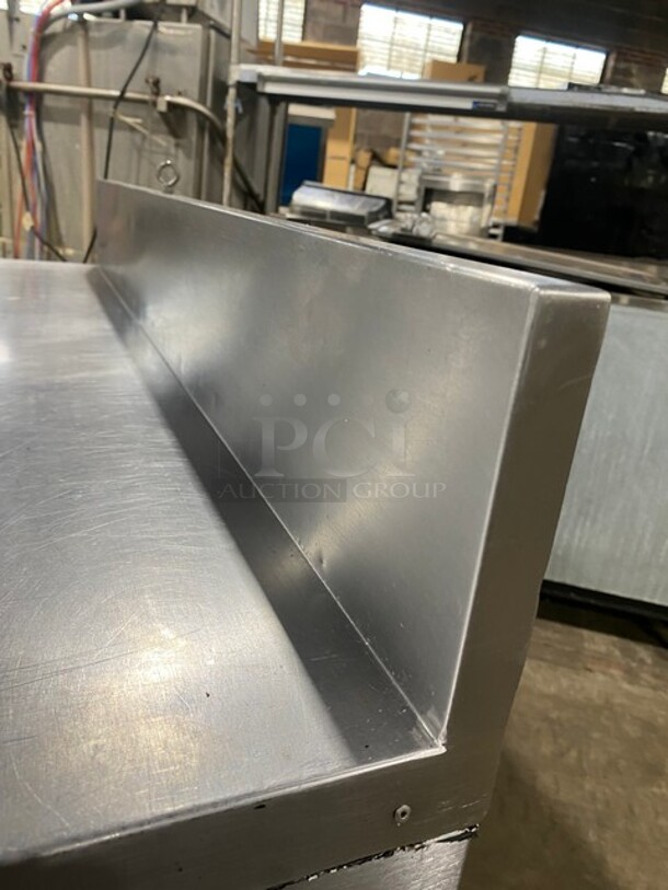 Custom Cool Commercial Work/Prep Table! With Backsplash! With Refrigerated 2 Door Underneath Storage! All Stainless Steel! On Casters! - Image 8 of 9