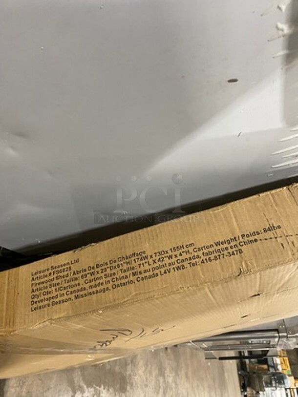 NEW! IN THE BOX! Leisure season Wooden Firewood Storage Shed! Model: FS6828 - Image 3 of 4